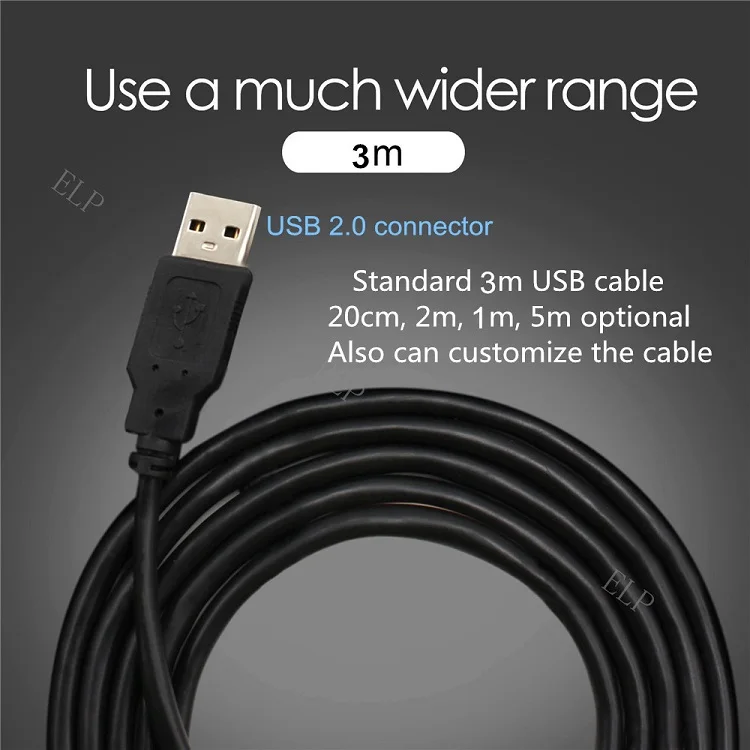 ELP 13 мегапиксельная мини микро usb камера без искажений объектив с 3 м кабелем для Windows linux android системы
