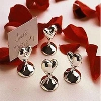 100pcslot wedding favors table decoration silver heart design chrome place card holders bachelorette favors