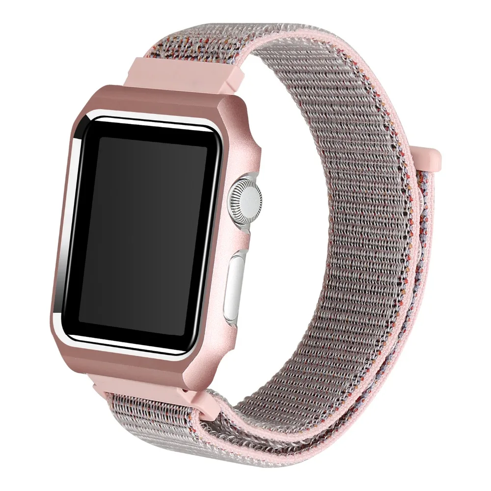 Модные спортивные нейлон ремешок + рамка для Apple Watch Series 1/2/3 замена наручные часы