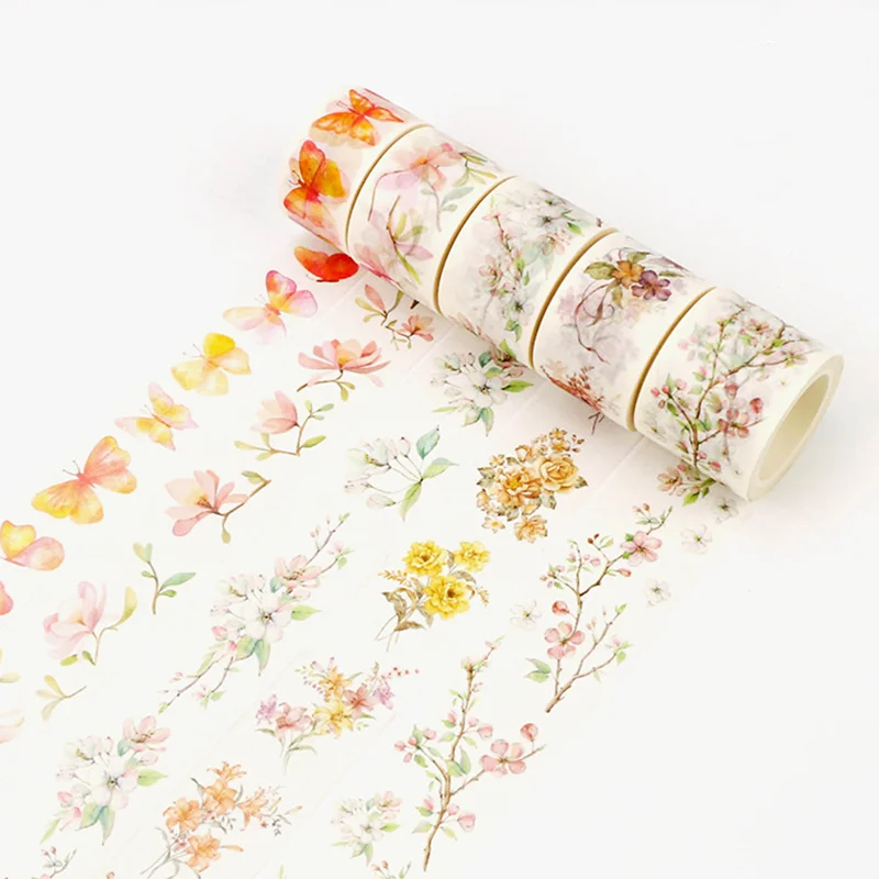 1 рулон бумажной маскирующей ленты Washi цветочные животные японские васи