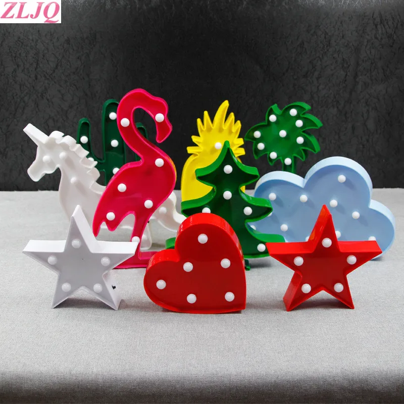 ZLJQ INS Tropical Unicorn Head Flamingo Led Light Romantic Korea Night Table Lamp Home Christmas Party Wedding Decorative | Дом и сад