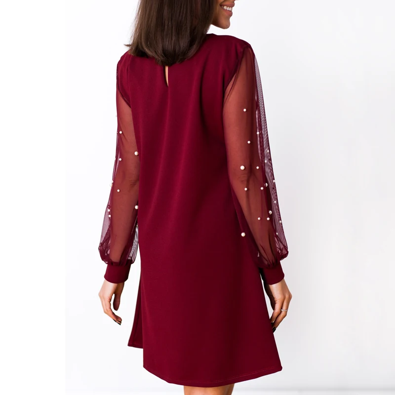 ELSVIOS женское элегантное вечернее платье с круглым вырезом полупрозрачное