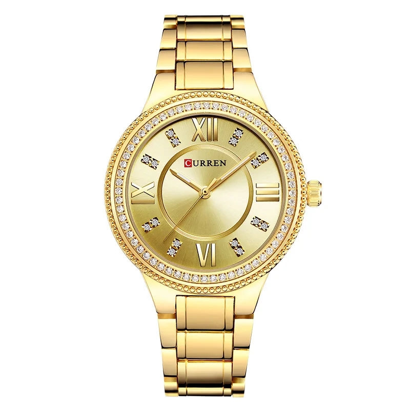 Gold Gold Curren Для женщин часы Элитный бренд Модные Повседневное женские часы кварцевые Для женщин Часы Reloj Mujer Relogio feminino Montre Femme - Цвет: Gold Gold