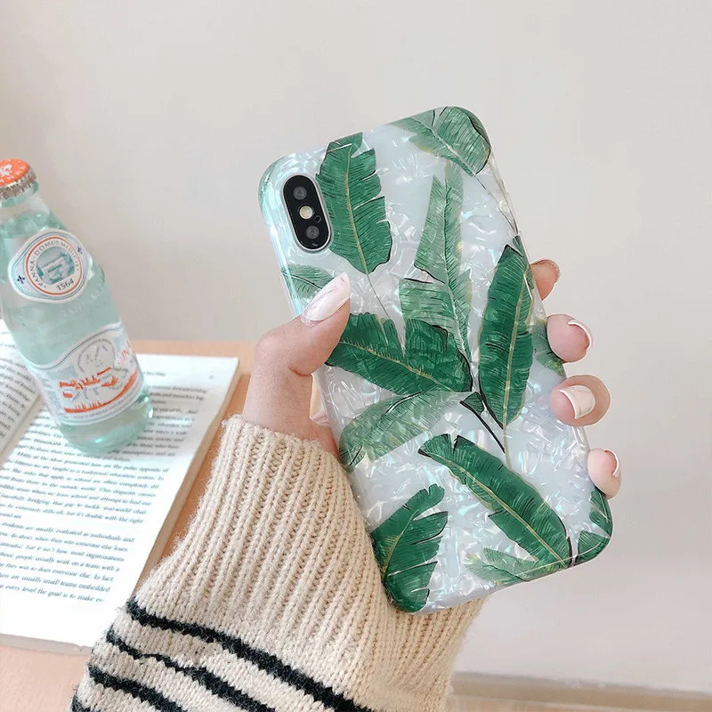 Зеленый лист IMD силиконовый чехол для телефона s iPhone X XS MAX XR Мягкий из ТПУ 8 7 6 6S Plus
