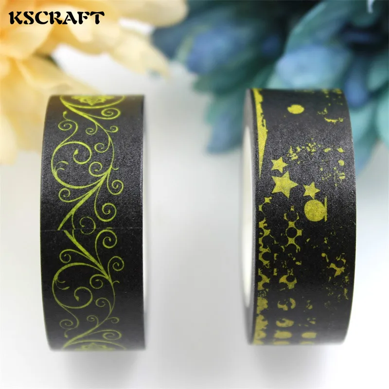 

Клейкая лента KSCRAFT 15 мм * 10 м для скрапбукинга, декоративная клейкая лента для маскировки японской бумаги, черная ретро-лента