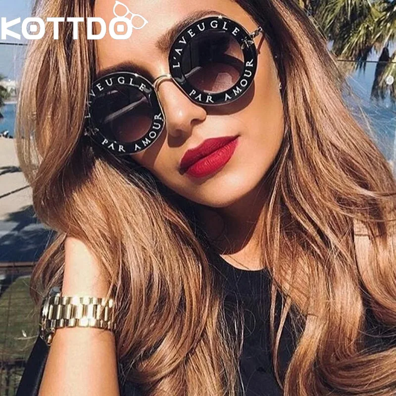 KOTTDO сексуальные женские модные солнцезащитные очки 2018 круглые металлические с