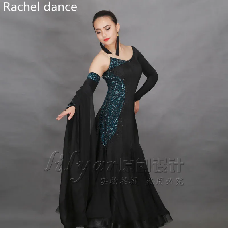 Стандартное бальное платье для женщин с длинным рукавом на плече Сальса Танго