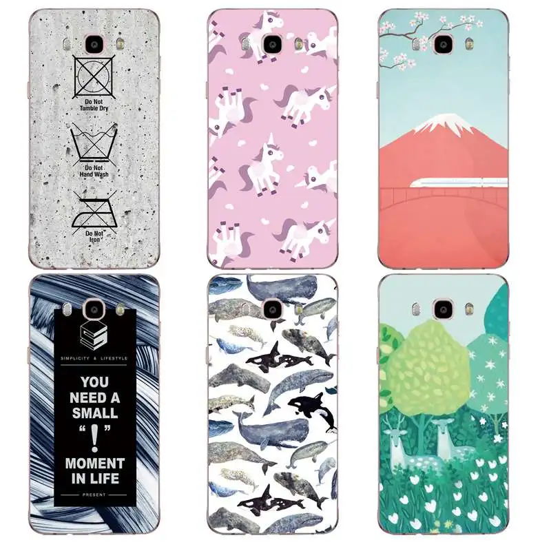 Soft Silicone TPU Phone Case For Samsung J3 J5 J7 S6 S7 S8 note8 A3 A5 C7 J2prime fish Horse Scenery Simple Free Shipping | Мобильные