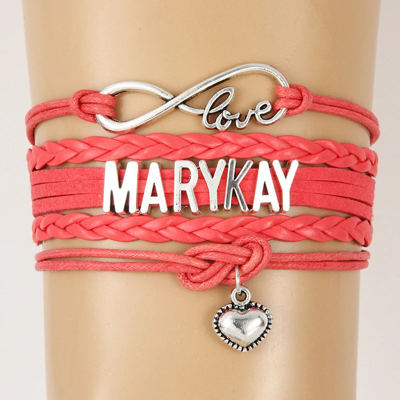 (10 шт./лот) Infinity Love MARY KAY Подвеска для браслета в форме сердца кожаные браслеты с