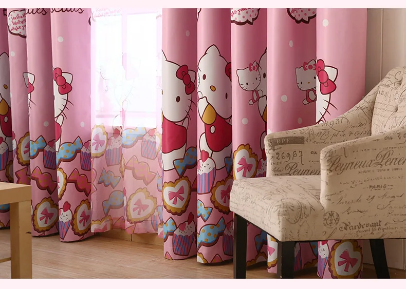Abbiemao/детская розовая затеняющая занавеска с рисунком «hello kitty»; для девочек; для принцессы; для спальни; занавеска из ткани и вуали