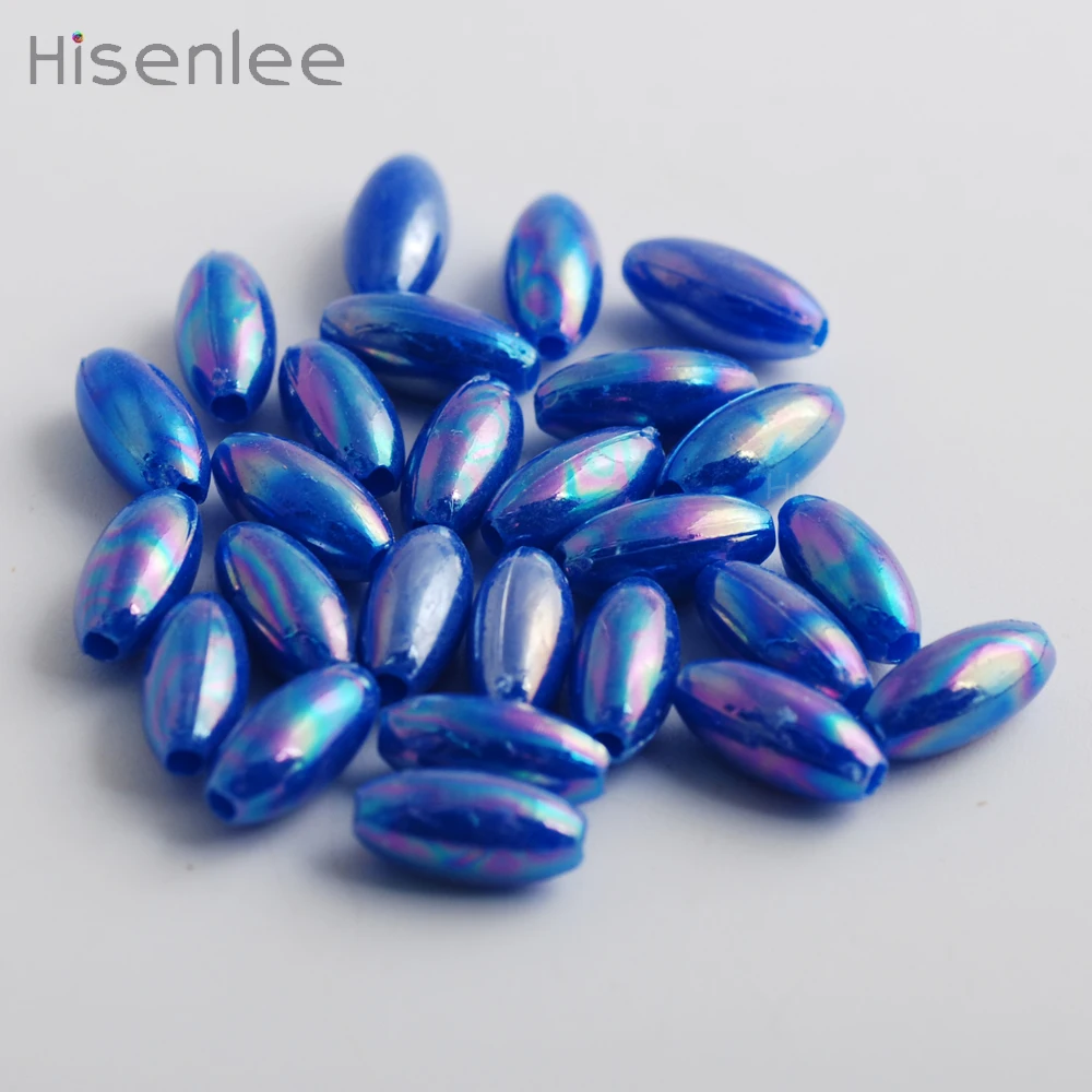 Hisenlee Be well received 6*12mm 100 pcs Blue Ellipse Smooth surface Grain shape Acrylic DIY bracelet made of beads | Украшения и
