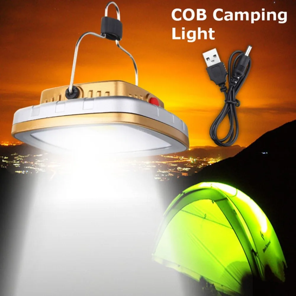 На солнечных батареях COB LED Light USB перезаряжаемая лампа для палатки кемпинга