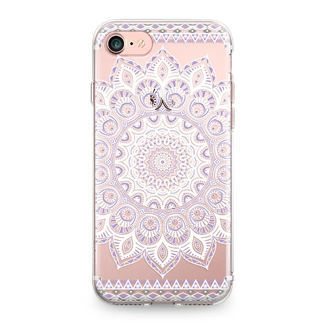 Soft TPU Phone Case for Iphone 7 7Plus Fashion Beautiful Floral Half Transparent Mandala White Lace Pattern Silicone | Мобильные