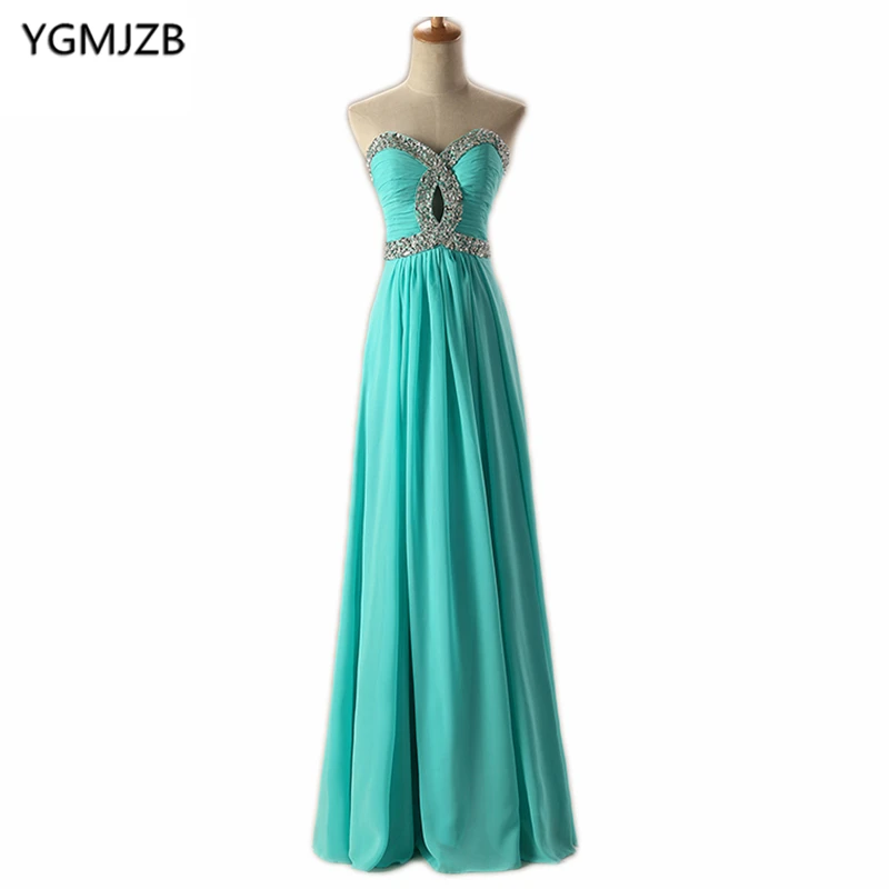 

Cheap Bridesmaid Dresses Long 2018 A-Line Sweetheart Beaded Sequined Chiffon Turquoise Pink Blue Green Wedding Party Dress 2018