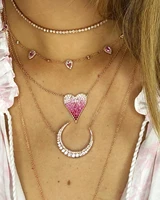 rose gold color three design pink white cubic zirconia choker charm necklace gorgeous women cz jewelry