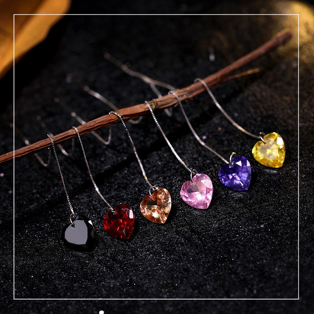 Seven Candy 925 Sterling Silver Heart Earrings For Women Simple Temperament Long Stud Earring Fashion Jewelry 2019 Accessories | Украшения