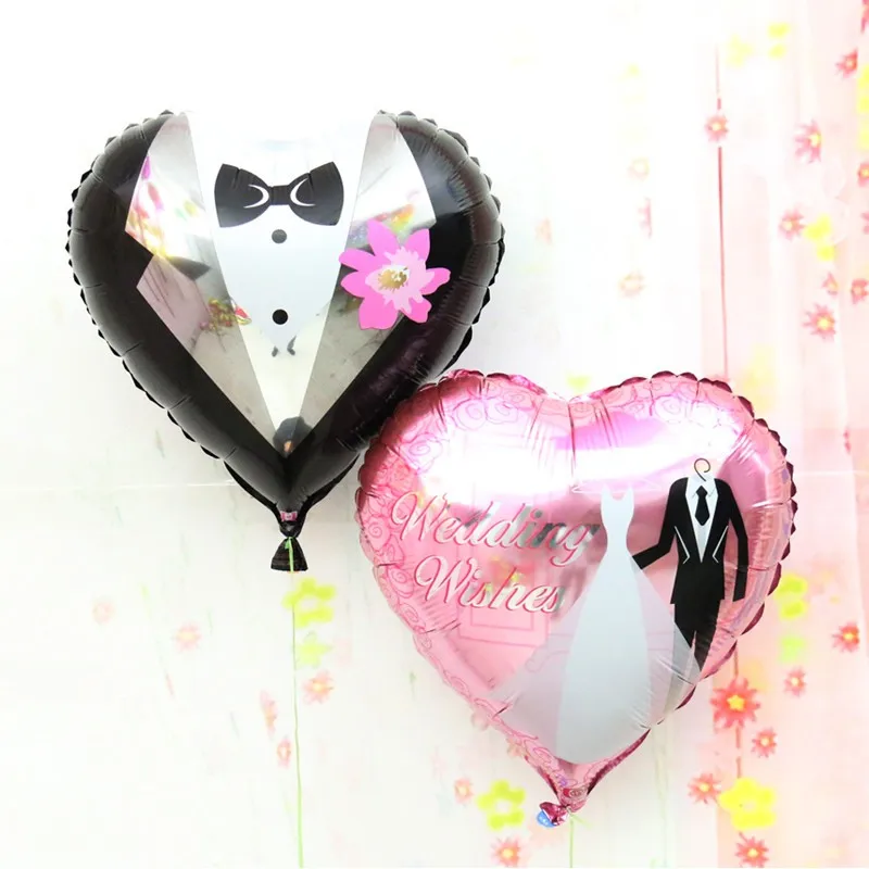 

10pcs/lot Heart Bride Groom Aluminium Balloon Wedding Decorations Wedding Party Celebration Love Air Balloons Valentine's Party
