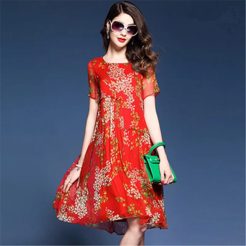 Женское шелковое платье с коротким рукавом элегантные плиссированные платья