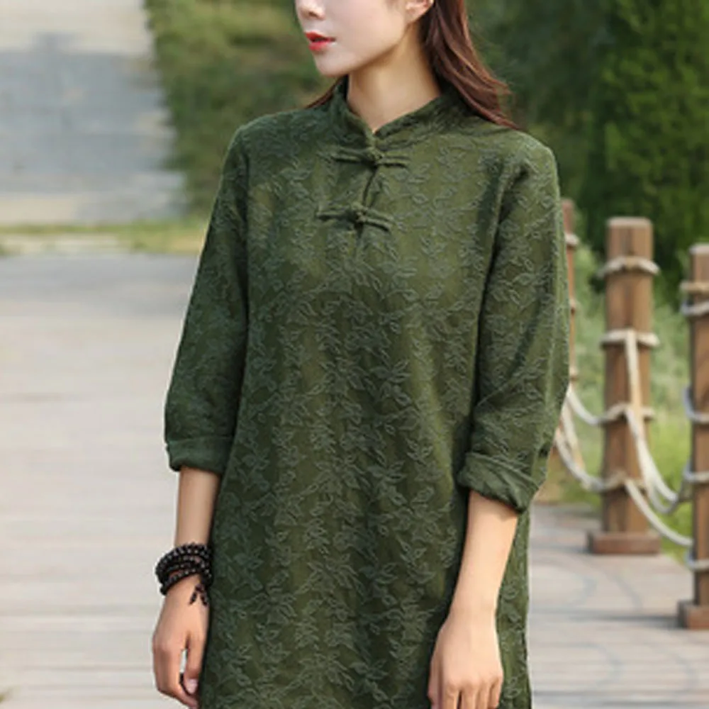 Женские блузки с длинным рукавом Runback свободные повседневные однотонные зеленые