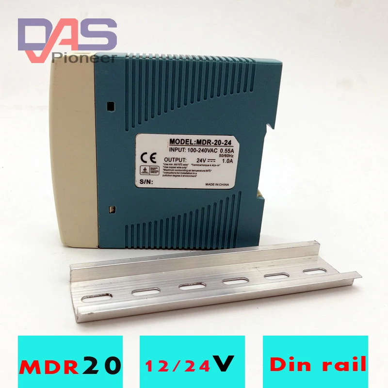 MDR-20 20 Вт один Выход 5V 12V 15V 24V din-рейку импульсный Питание AC/DC ультра-тонкий Din рейка крепление Питание