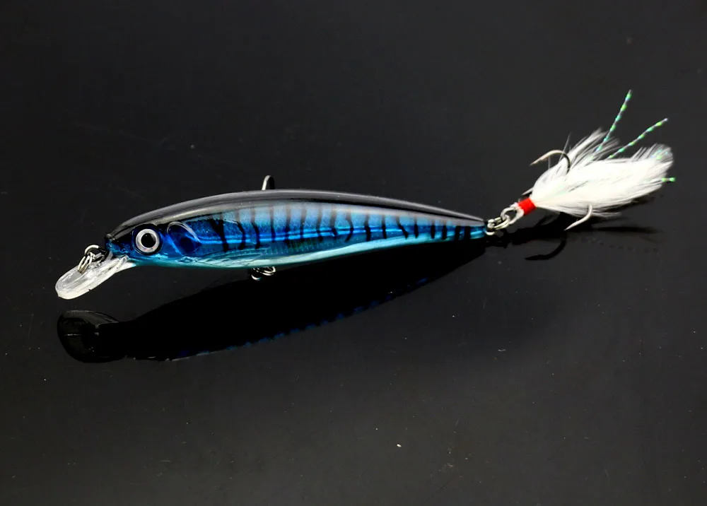 1 шт. рыболовная приманка в виде гольяна для дайвинга с крючками из перьев жесткая