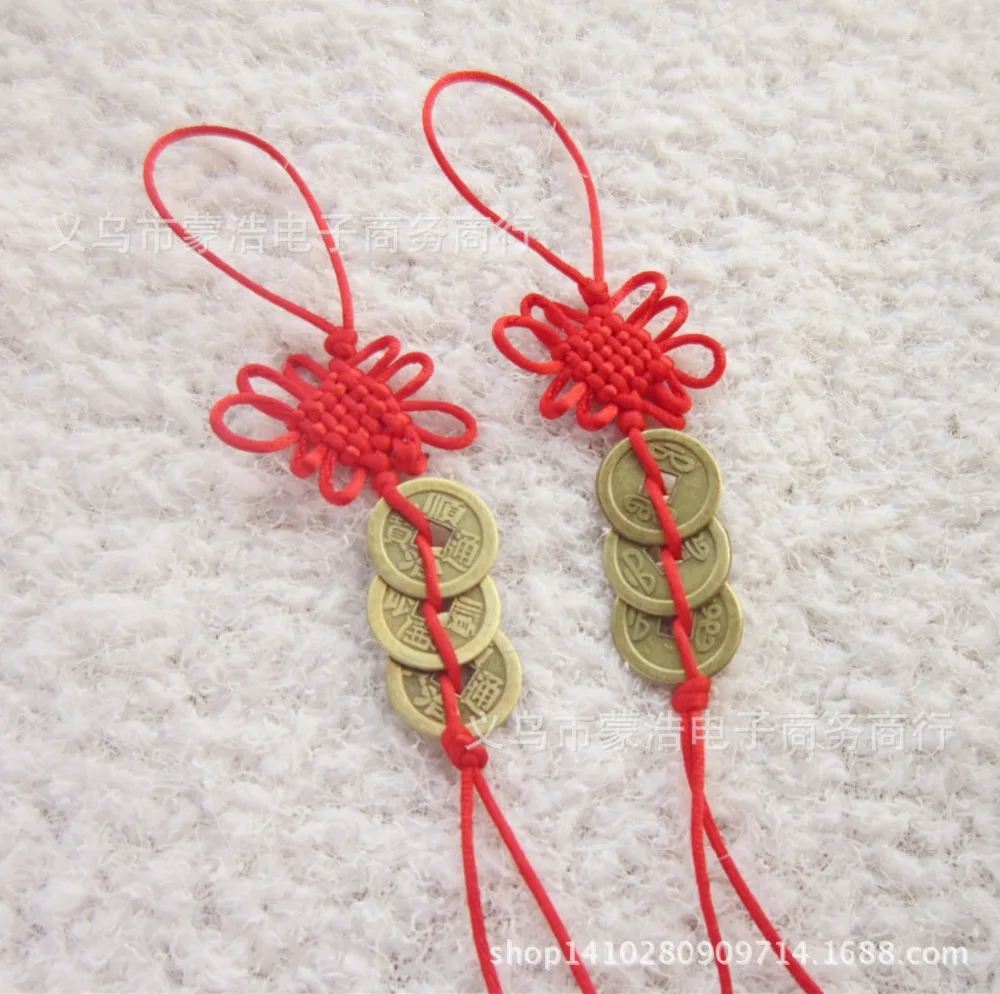 

Free Shipping Red Chinese Knot Feng Shui Coins to Attract Wealth and Health, Wholesales Chinese Fengshui Items, 12pcs/lot