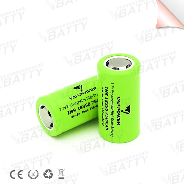 Бесплатная доставка Для Vappower IMR 18350 Аккумулятор 750mah 15A 3 7 V литий ионный