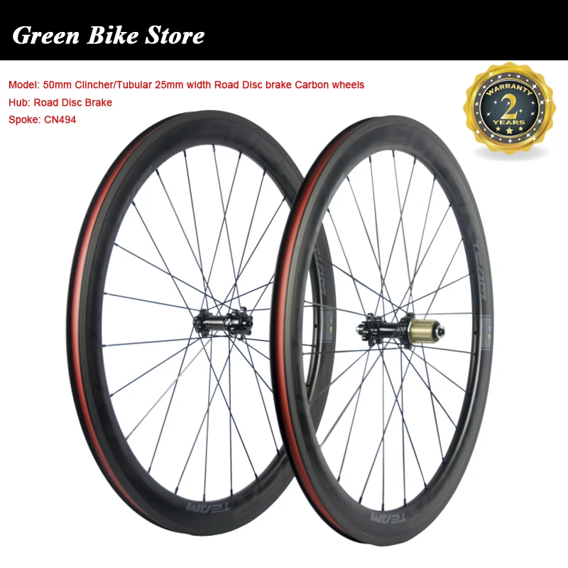 

SUPERTEAM 50mm Carbon Cycling Cyclocross Bike wheelset Clincher Bicycle Road Disc Brake Wheel 25mm Width Carbon Bike Road Wheels