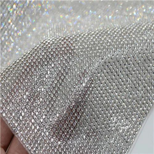 Переводные Листы горячей фиксации стразы на сетчатой основе кристаллы DIY Bling 24 см x 40 см Радуга для DIY платье ювелирные изделия - Цвет: clear ss6