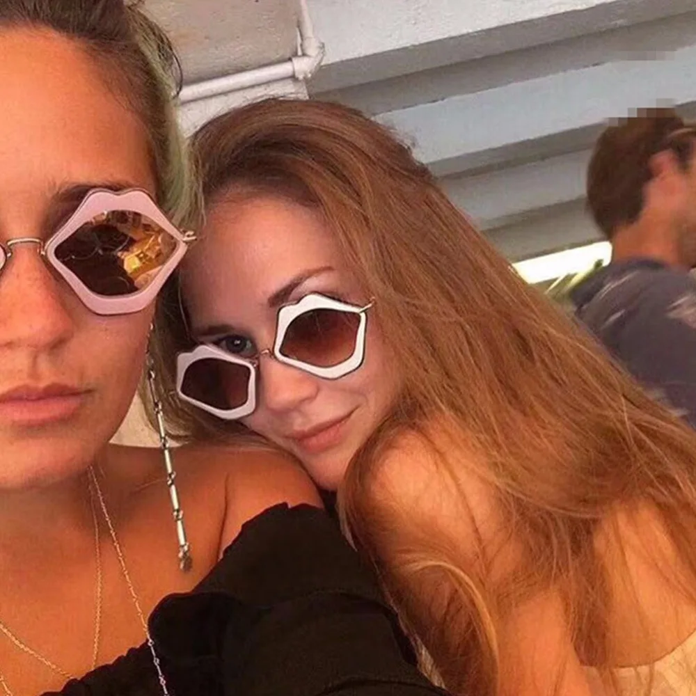 MISM сексуальные очки в форме губ для женщин металлическая оправа оттенки милые