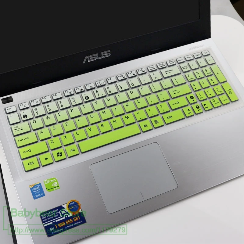 15 дюймов Силиконовая клавиатура для ноутбука Защитная крышка для Asus 15," UX501 UX501VW X550 X550ZA X551 X552 X555DA X555UB K501LX - Цвет: fadegreen