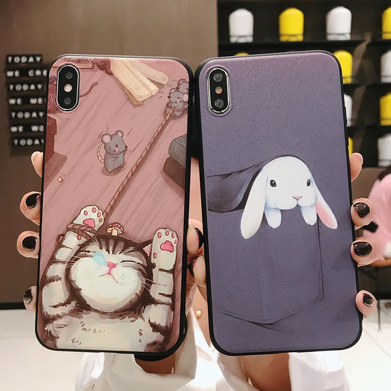 Милый чехол для телефона с рисунком в виде животного iPhone XS Max XR X 5S SE 6 6s 7 8 Plus мягкая