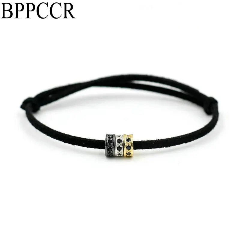 

BPPCCR Медь 8 мм перегородки цвета: золотистый, серебристый Цвет черная нить веревка строка браслет для мужчин женщин Lucky браслеты для влюбленных, ювелирное изделие, подарок