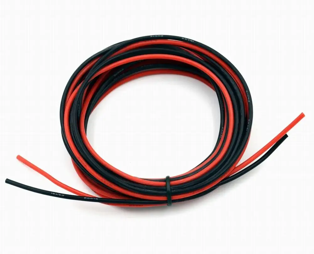 18 AWG черный и красный силиконовый провод Соединительный кабель многожильный луженый медный провод высокая температура