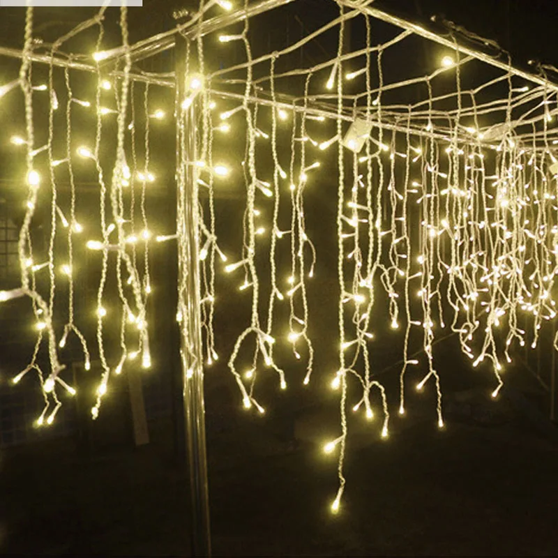 Christmas lights 216LEDs Curtain Icicle String Light Droop 0.5m 0.6m 0.7m Fairy Garland for New Year Home garden shop Decoration | Лампы и