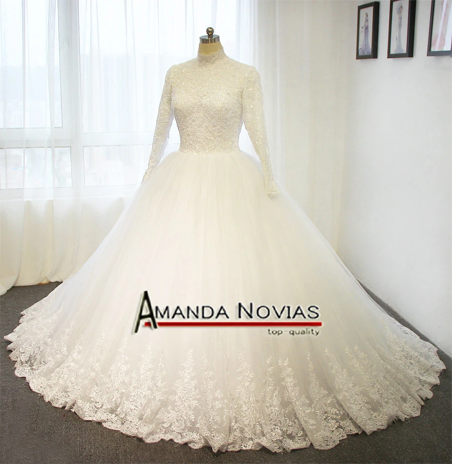 Женское Свадебное Платье Amanda Novias мусульманское бальное платье с высоким
