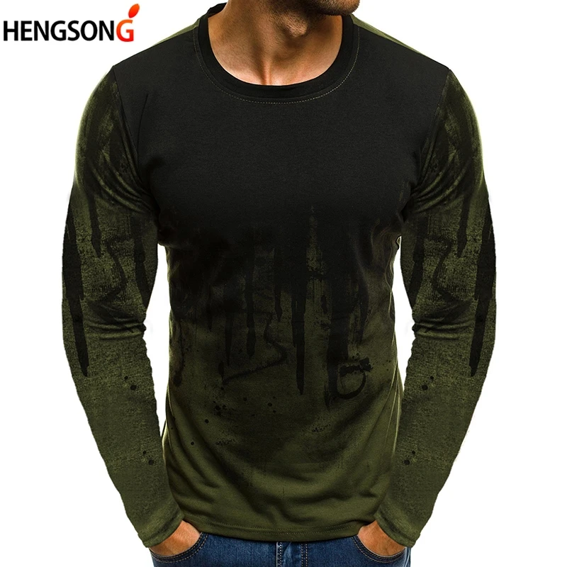 Новый мужской футболки Одежда с рисунком осень Для мужчин одежда длинным рукавом