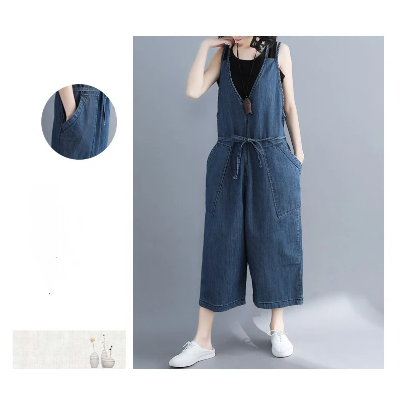 Женский джинсовый комбинезон на бретелях с открытыми плечами|Женские