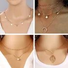 Женское многослойное ожерелье Seblasy, цепочка в форме сердца с листьями и перьями, подвеска на День святого Валентина