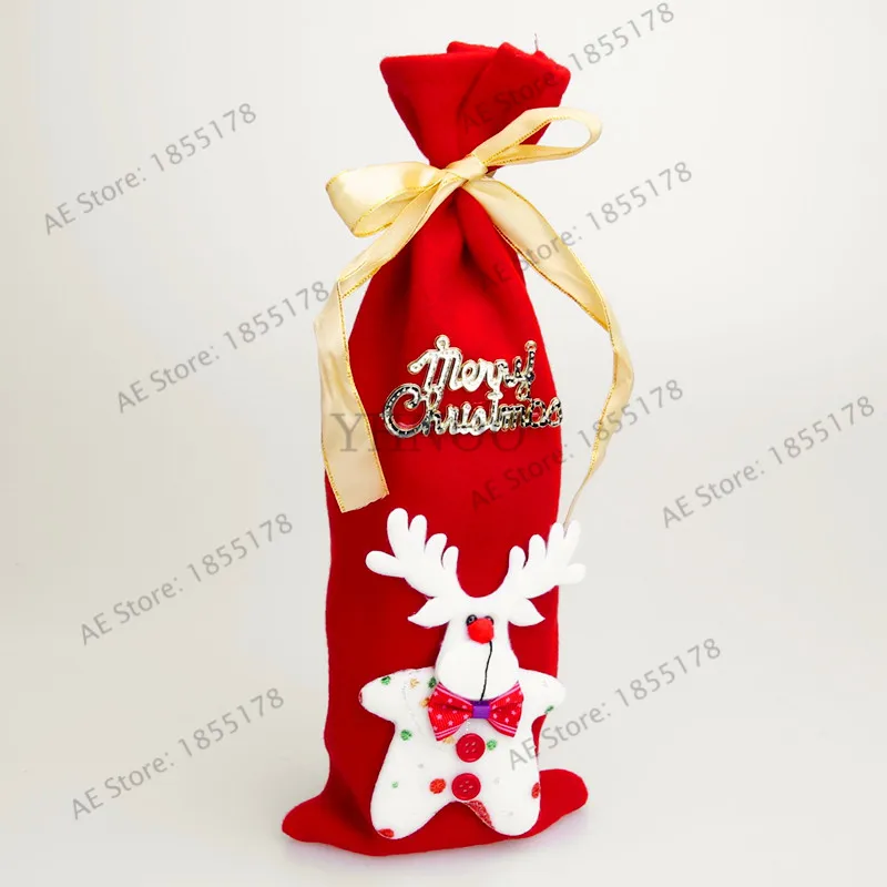 1 шт. пакет крышка для бутылки с красным вином сумки рождественские украшения
