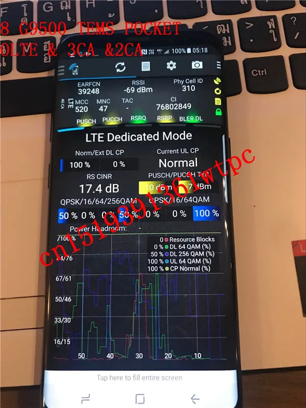 dhl+ s8 g9500 TEMS POCKET, поддержка QAM256& 2CA& 3CA, perfect volte, polqa и qesq MOS. И т. д. тест