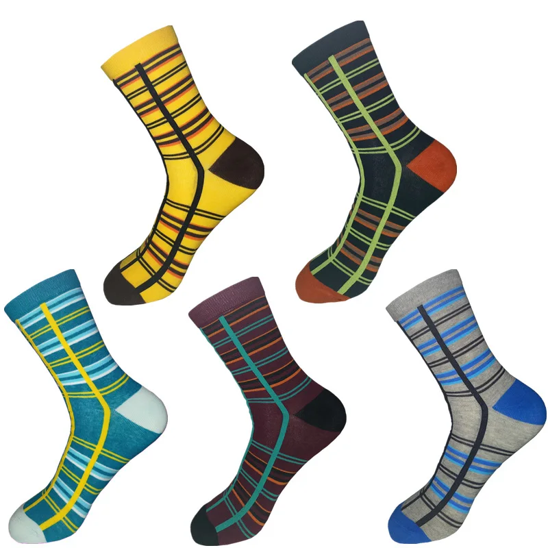 A036 Calcetines Hombre Стандартный нейлон Топ Мода Новая одежда мужские носки Высокое качество Мужские хлопковые полосатые носки, Happy 5 пар - Цвет: A036