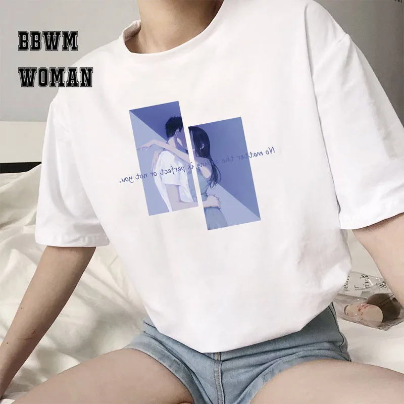 

Tide Short Sleeve Female Tee Shirt Korean Harajuku Style Couple Girlfriends Loose Bf Summer Shirts ZO1781