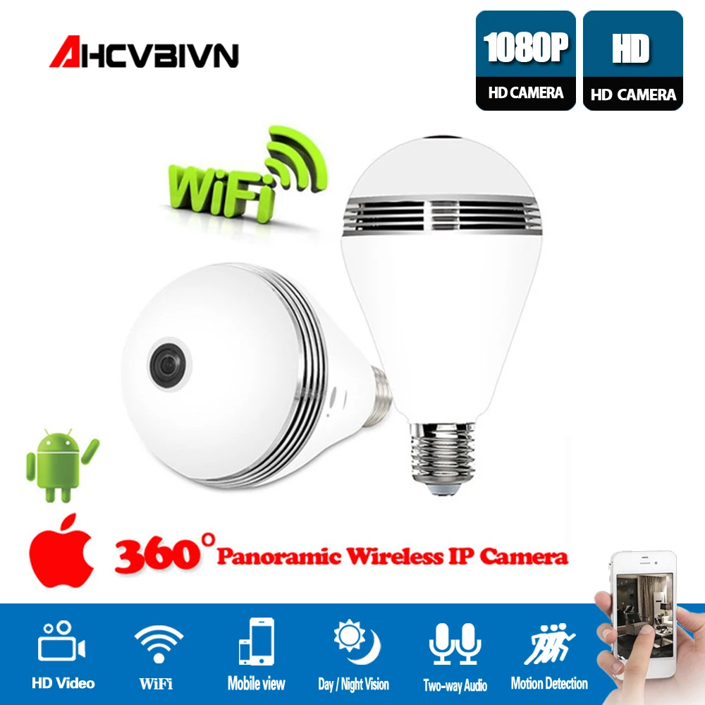 Беспроводная панорамная IP камера AHCVBIVN с углом обзора 360 градусов и поддержкой Wi