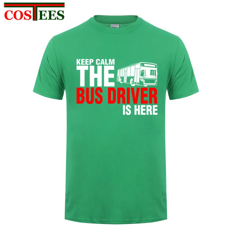 Летняя стильная футболка для отдыха с надписью Keep Calm The Bus Driver Is Here Мужская