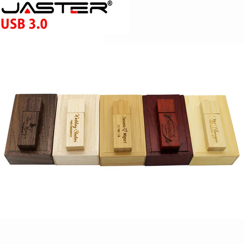 

JASTER USB 3.0 Customized LOGO Wooden bamboo usb with box usb flash drive Memory stick pen drive pendrive 8GB 16GB 32GB 64GB