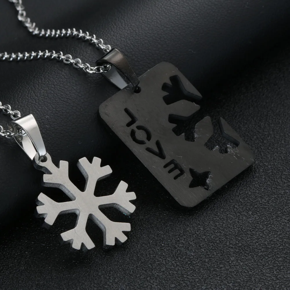 

Hiphop Stainless Steel Jewelry Love Snowflake Pendant 60cm Chain Bling Necklace Fashion Accessories