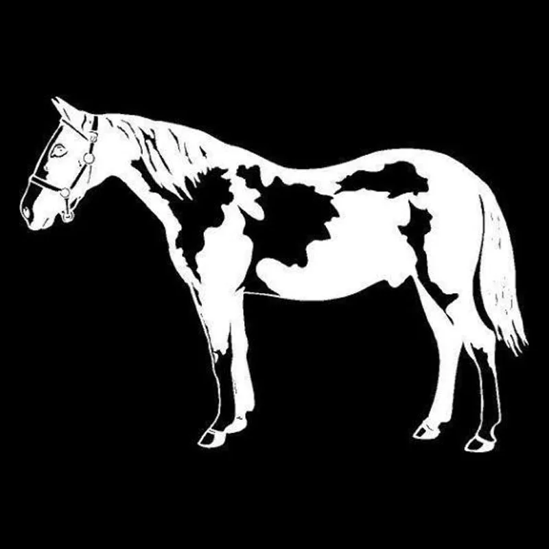 

16.5*11.7CM Pinto Horse Fashion Vinyl Car Styling Decals Cute Animal Car Stickers Black/Silver C9-0758