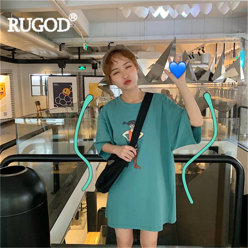 Женская летняя футболка RUGOD модный Свободный Топ с короткими рукавами и принтом