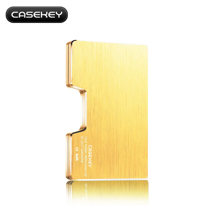 Gold Casekey металлик большой емкости 36 держатель для карт леди портмоне с функцией RFID мужские алюминиевые кошельки с металлическим зажимом для денег - Цвет: Gold
